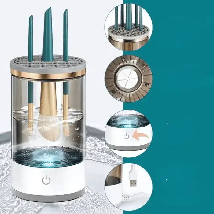 Celvess Cosmetic makeup brush cleaner in a clear bottle with a pump for gentle cleaning of cosmetic brushes.