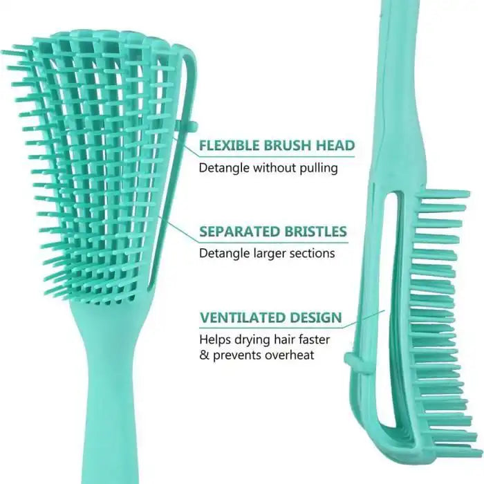 Celvess Cosmetic detangling comb and brush for natural, curly hair, designed to gently smooth and manage curly and textured hair.