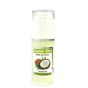 Celvess Cosmetic Racine-Vita coconut hair oil in a 40ml bottle, showcasing the transparent container and coconut oil inside.
