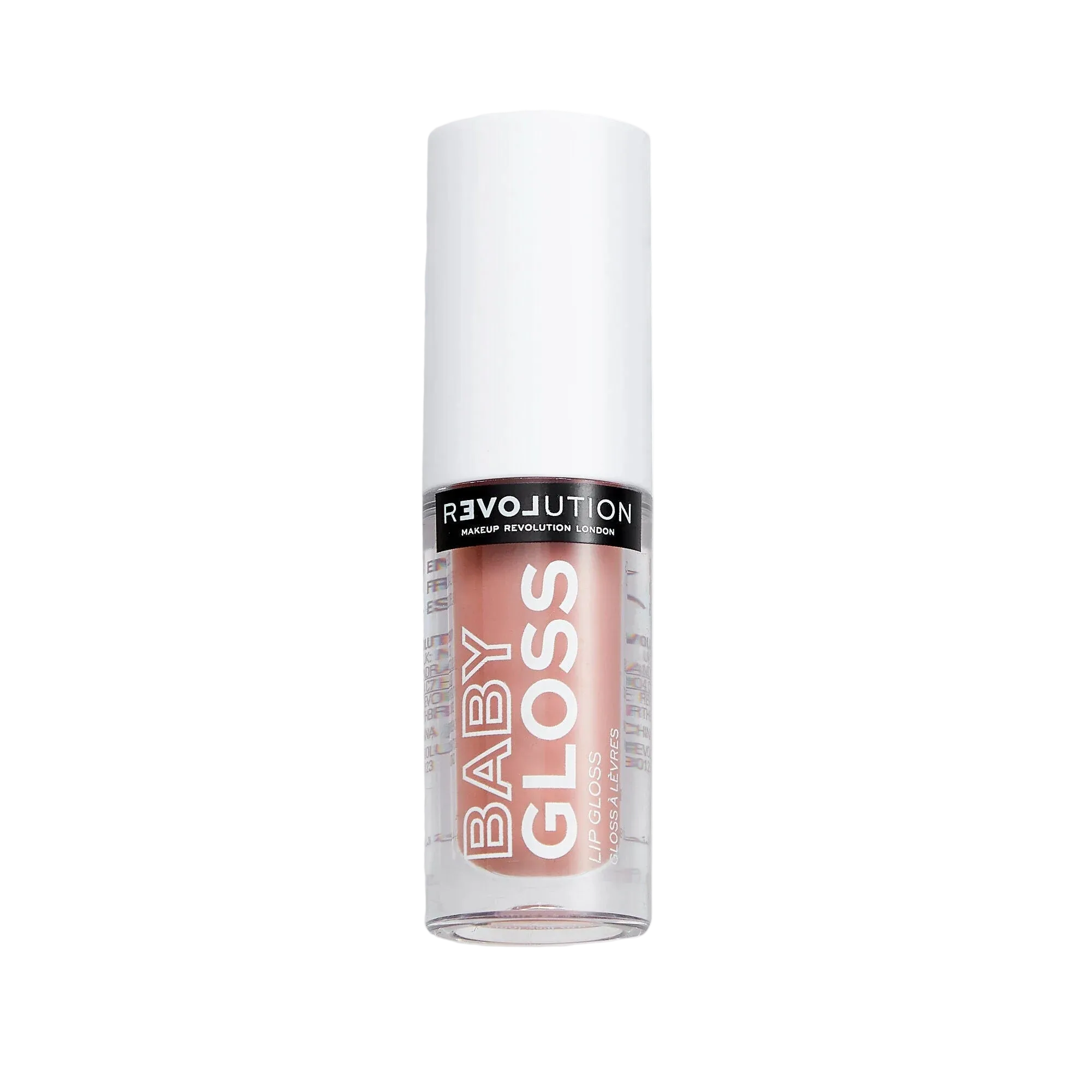 Celvess Cosmetic RELOVE Baby Gloss lip gloss in soft pink with a shiny, smooth finish on a white background.