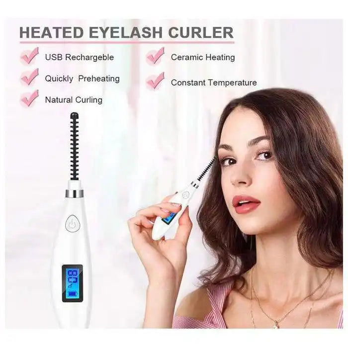 Ceramic heated eyelash curler without steam from Celvess Cosmetic, designed to curl lashes gently and effectively.
