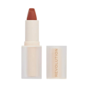 Celvess Cosmetic Revolution Lip Allure Soft Satin Lipstick in Rebel Rust, showcasing smooth, satin-finish lipstick with rich rust color.