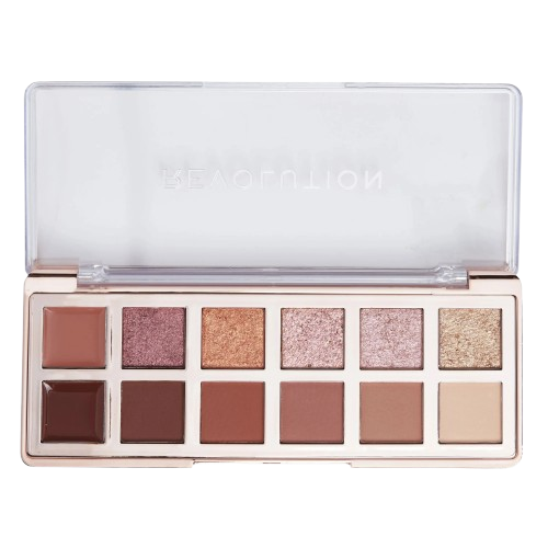 Celvess Cosmetic Revolution True Icon Bronze Palette featuring a variety of eye shadow shades in sleek packaging.