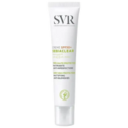 SVR Sebiaclear matte anti-imperfections sunscreen cream SPF50 in 40ml tube, designed for oily and acne-prone skin.
