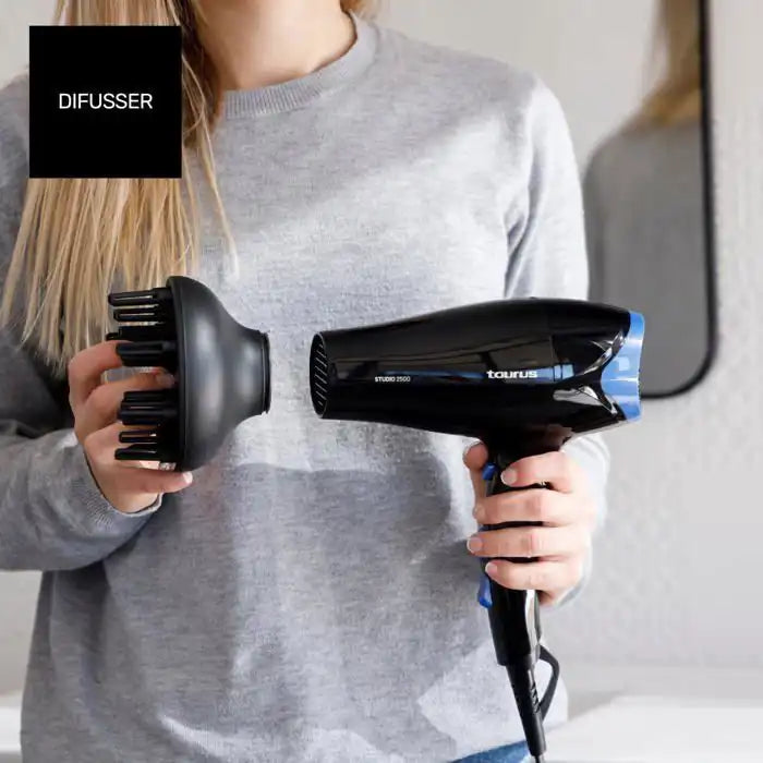 Celvess Cosmetic Taurus Studio 2500 2400W hair dryer with ionizer for fast, ultra-rapid drying and air ionization.