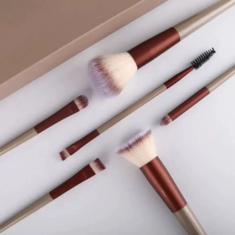 Set of 6 Celvess Cosmetic makeup brushes, including various brush types for foundation, eyeshadow, and blush application.