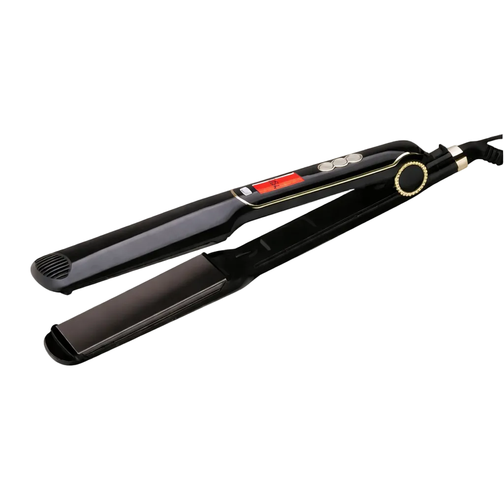 Ceramic plate hair straightener from Shinon Fer à Lisser by Celvess Cosmetic, showing sleek flat iron with ceramic plates.