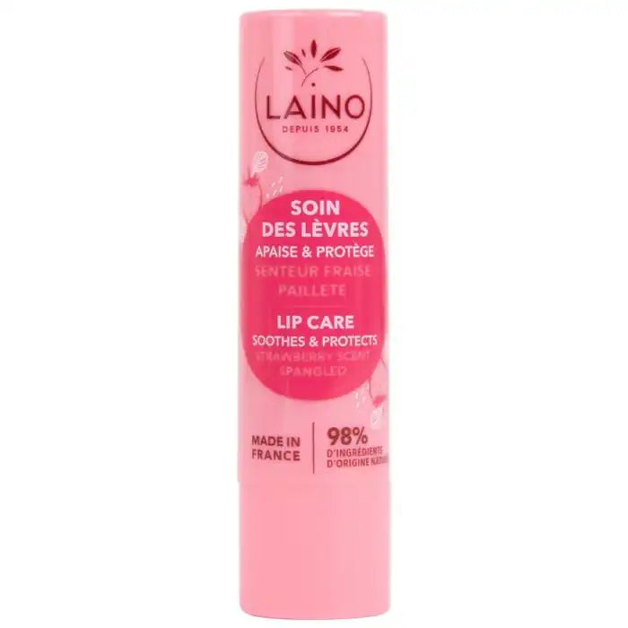Celvess Cosmetic Laino Soin des Lèvres lip balm with strawberry flavor, hydrating, repairing, and protecting 4g tube.