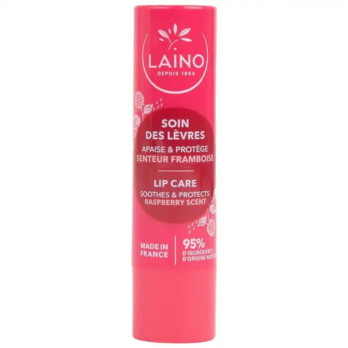 Celvess Cosmetic Laino lip balm with raspberry flavor, hydrating and repairing lip moisturizer in a 4g container.