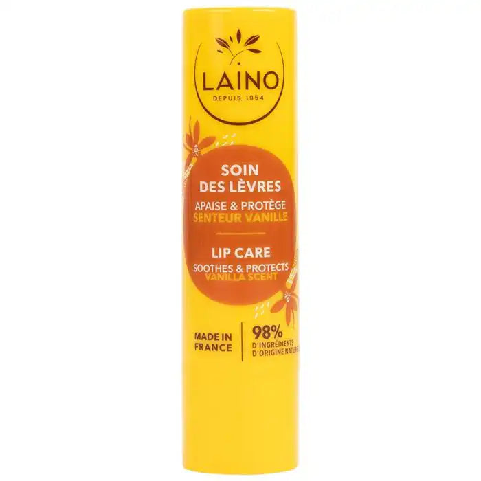 Celvess Cosmetic Laino lip balm stick with vanilla flavor, 4g, nourishing and protecting lips without parabens.