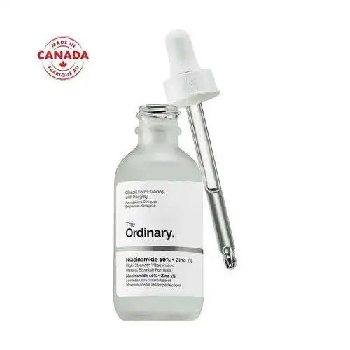 Celvess Cosmetic Niacinamide 10% and Zinc 1% serum bottle, anti-imperfections skincare product by The Ordinary in 30ml.