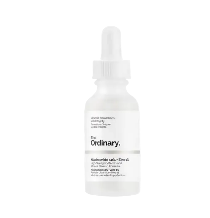 Celvess Cosmetic Niacinamide 10% and Zinc 1% serum bottle, anti-imperfections skincare serum by The Ordinary, 30ml.