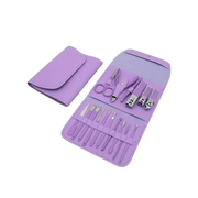 Celvess Cosmetic manicure and pedicure set with 18 stainless steel tools in a faux leather case, ideal for grooming at home.