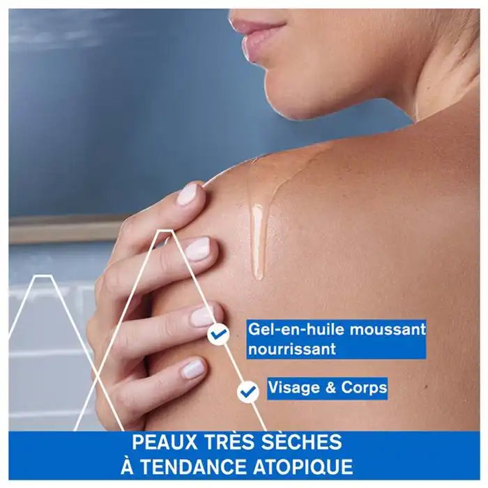 Uriage Xémose Huile Lavante Apaisante 200ml, soothing cleansing oil for sensitive skin, in a clear plastic bottle with a pump dispenser.