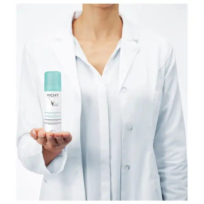 Vichy anti-transpirant aerosol deodorant 48h spray in 125ml bottle, designed for effective odor and sweat control.
