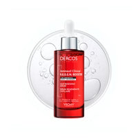 Vichy Dercos Aminexil Clinical Regen Booster hair serum 90ml in a clear bottle with dropper, designed to support hair health.