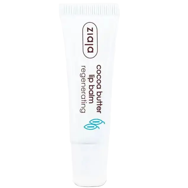 ZIAJA repair lip balm with cocoa butter in a tube, designed to nourish and soothe chapped lips.