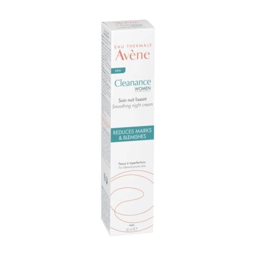 AVÈNE Cleanance Night Soin Nuit Lissant in 30ml bottle, a calming nighttime skincare treatment by Celvess Cosmetic.