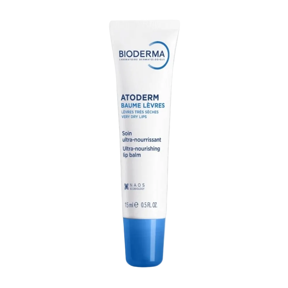 Bioderma Atoderm Lèvres Baume Réparateur lip balm in 15ml jar, moisturizing and soothing lip care for dry lips.