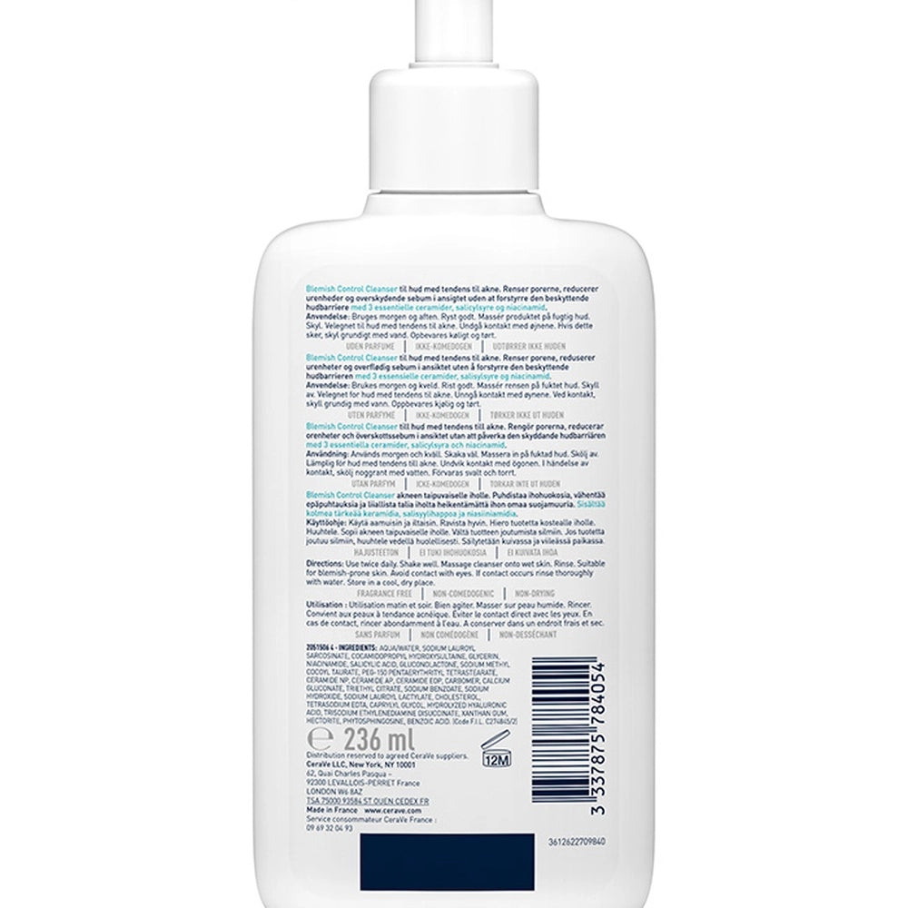 Celvess Cosmetic CERAVE Anti-Imperfections Gel Moussant Nettoyant visage for acne-prone skin in a 236ml bottle.
