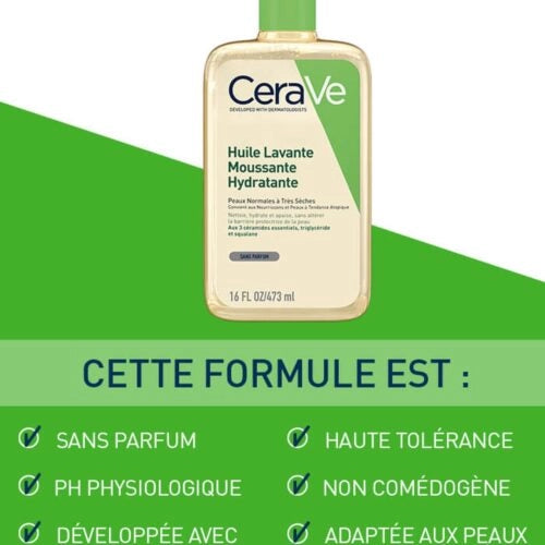 CeraVe hydrating foaming cleansing oil for normal to very dry skin in a 236ml bottle, part of CeraVe skincare oils collection.