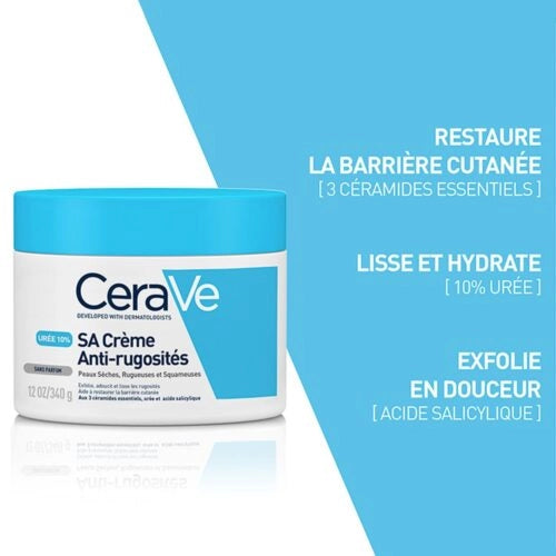 Celvess Cosmetic CERAVE SA Crème anti-rugosités pour peau sèche, 340g, lotion pour lisser et hydrater la peau rugueuse.