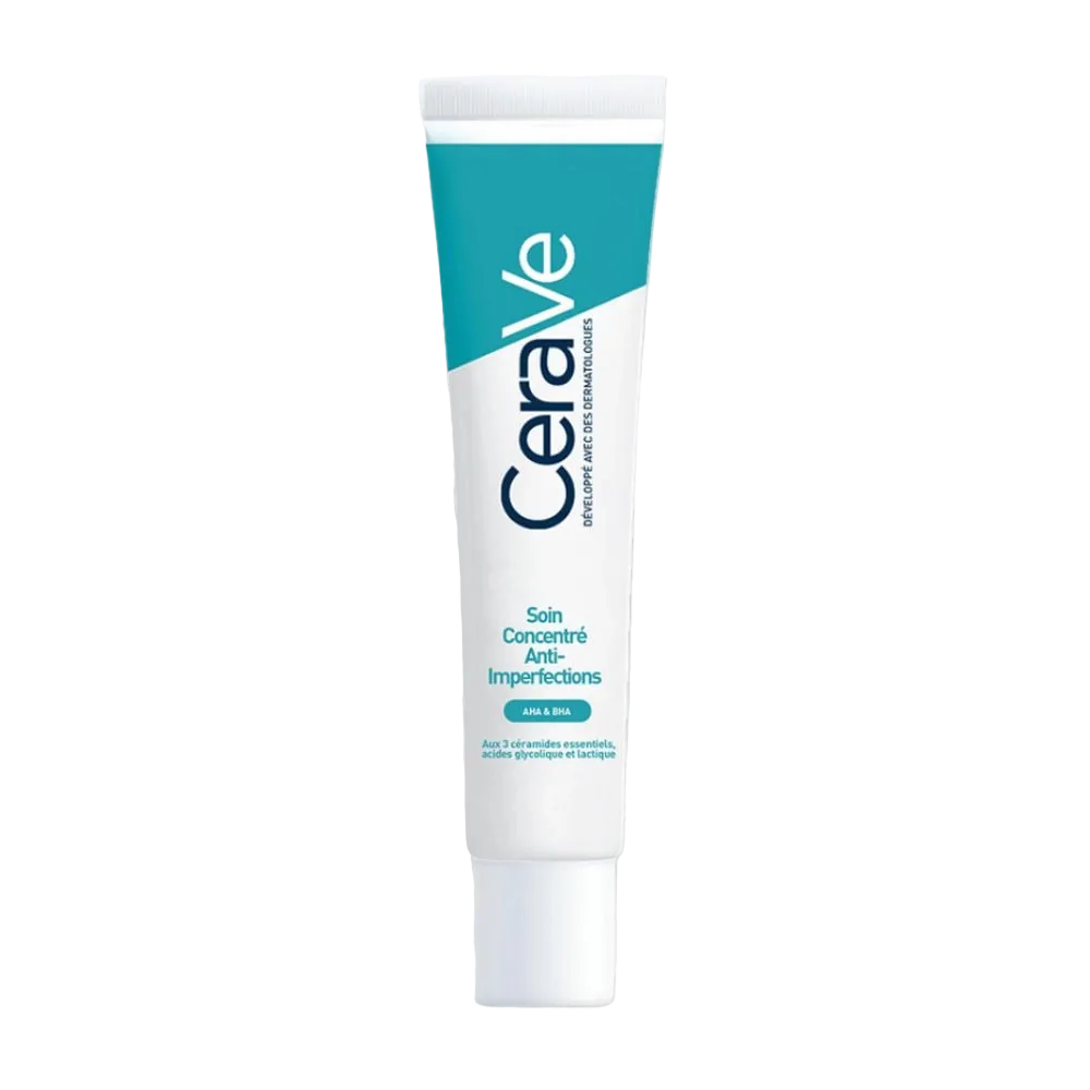 Cerave Anti-Imperfections Concentrated Care 40ml in a white tube with a blue cap, designed to reduce blemishes and improve skin clarity.