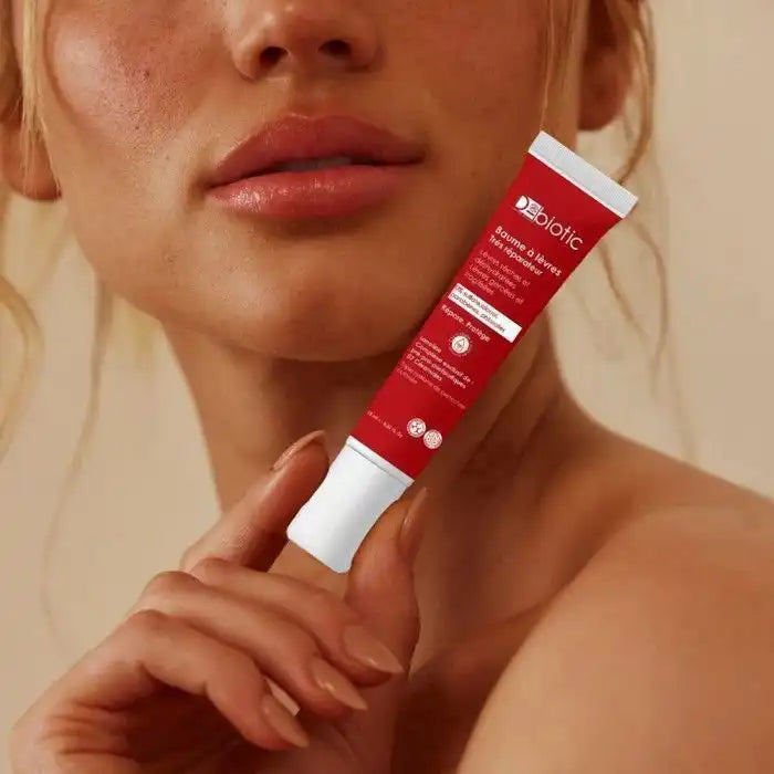 Celvess Cosmetic D-BIOTIC repair lip balm in 15ml tube, nourishing and soothing for dry, chapped lips.