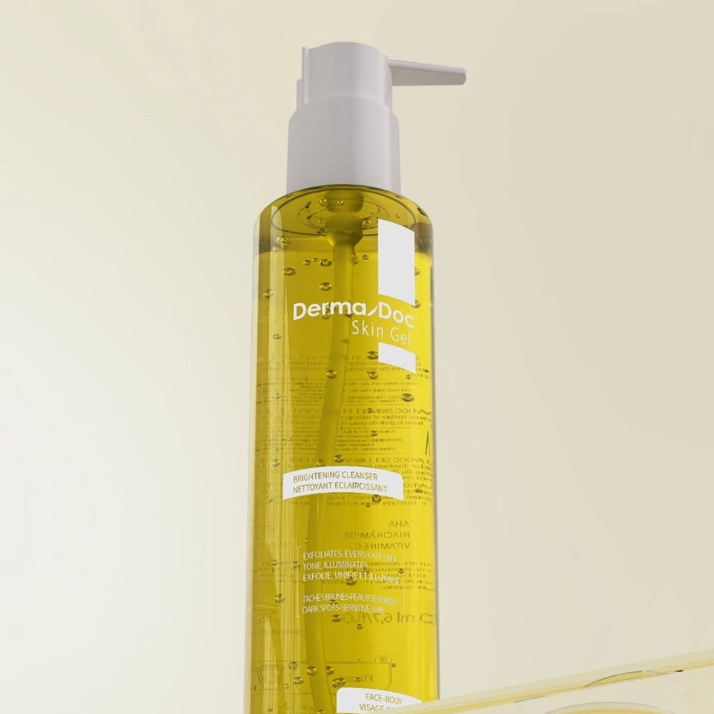 Celvess Cosmetic DERMADOC Skin Gel Nettoyant Éclaircissant for face, 200ml, gentle brightening facial cleanser.