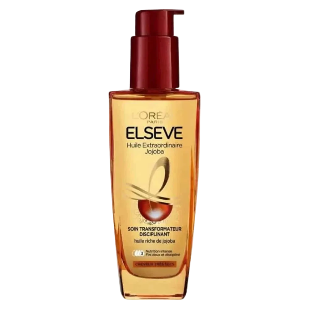 ELSEVE Jojoba Hair Oil by Celvess Cosmetic in a 100ml bottle, nourishing and transforming hair with a disciplining jojoba formula.