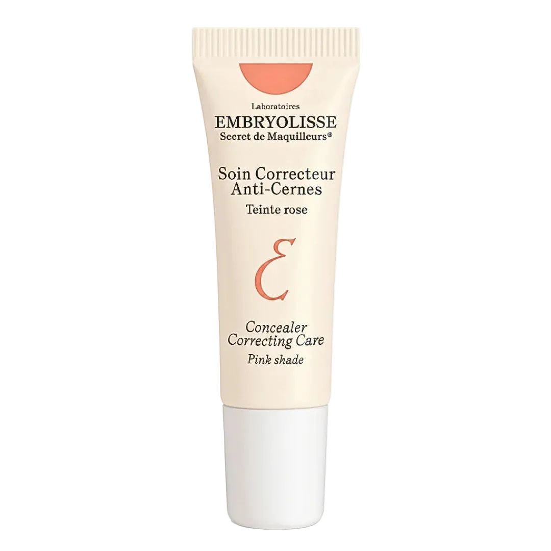 Pink-tinted Embryolisse anti-cernes concealer in an 8ml tube, designed to brighten and correct dark circles.