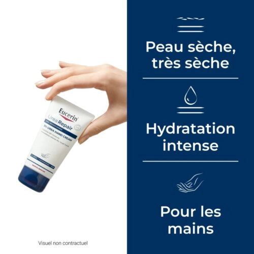 Eucerin UreaRepair Crème Mains Sèches 5% d’Urée in 75ml tube, moisturizing hand cream for dry, rough skin