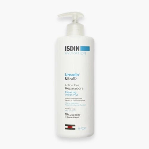 ISDIN Ureadin Ultra 10 Lotion Plus Réparatrice in a 400ml bottle, a nourishing body lotion by Celvess Cosmetic.