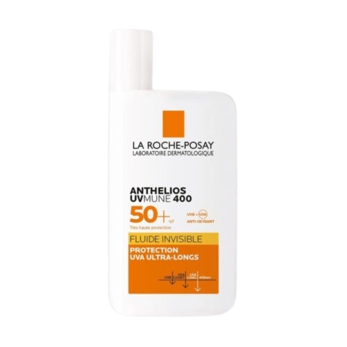 LA ROCHE-POSAY Anthelios UVMUNE 400 Invisible SPF50+ face sunscreen in 50ml bottle, lightweight and protective.
