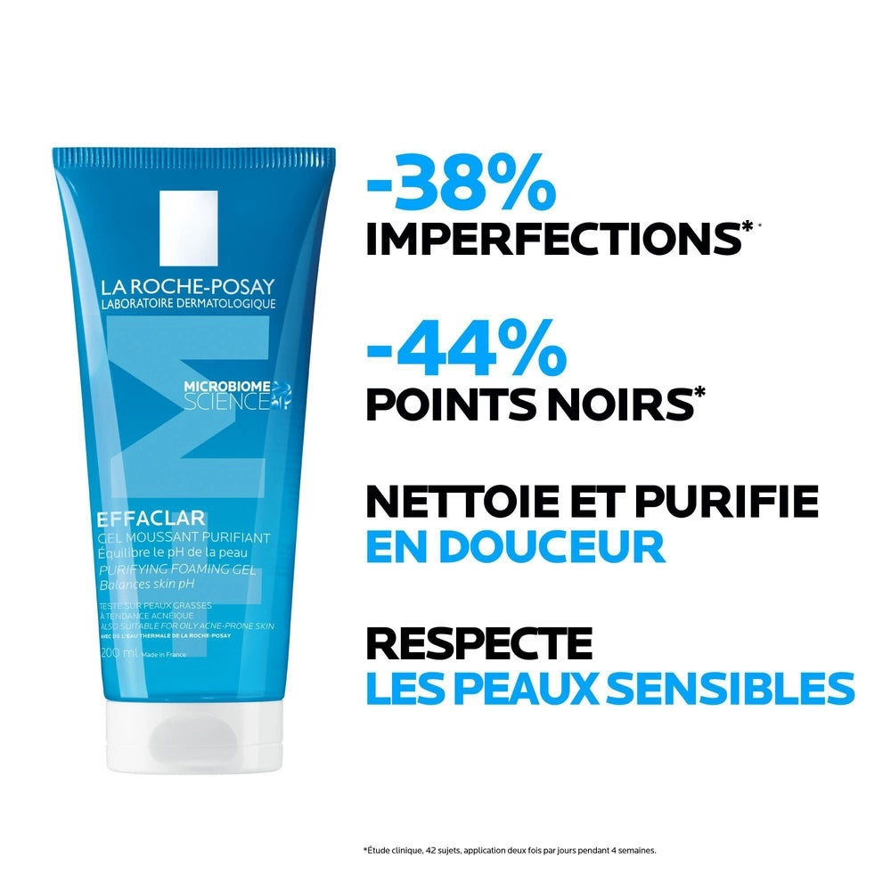 LA ROCHE-POSAY Effaclar Gel Moussant purifiant facial cleanser in 200ml bottle with 100ml offer from Celvess Cosmetic.