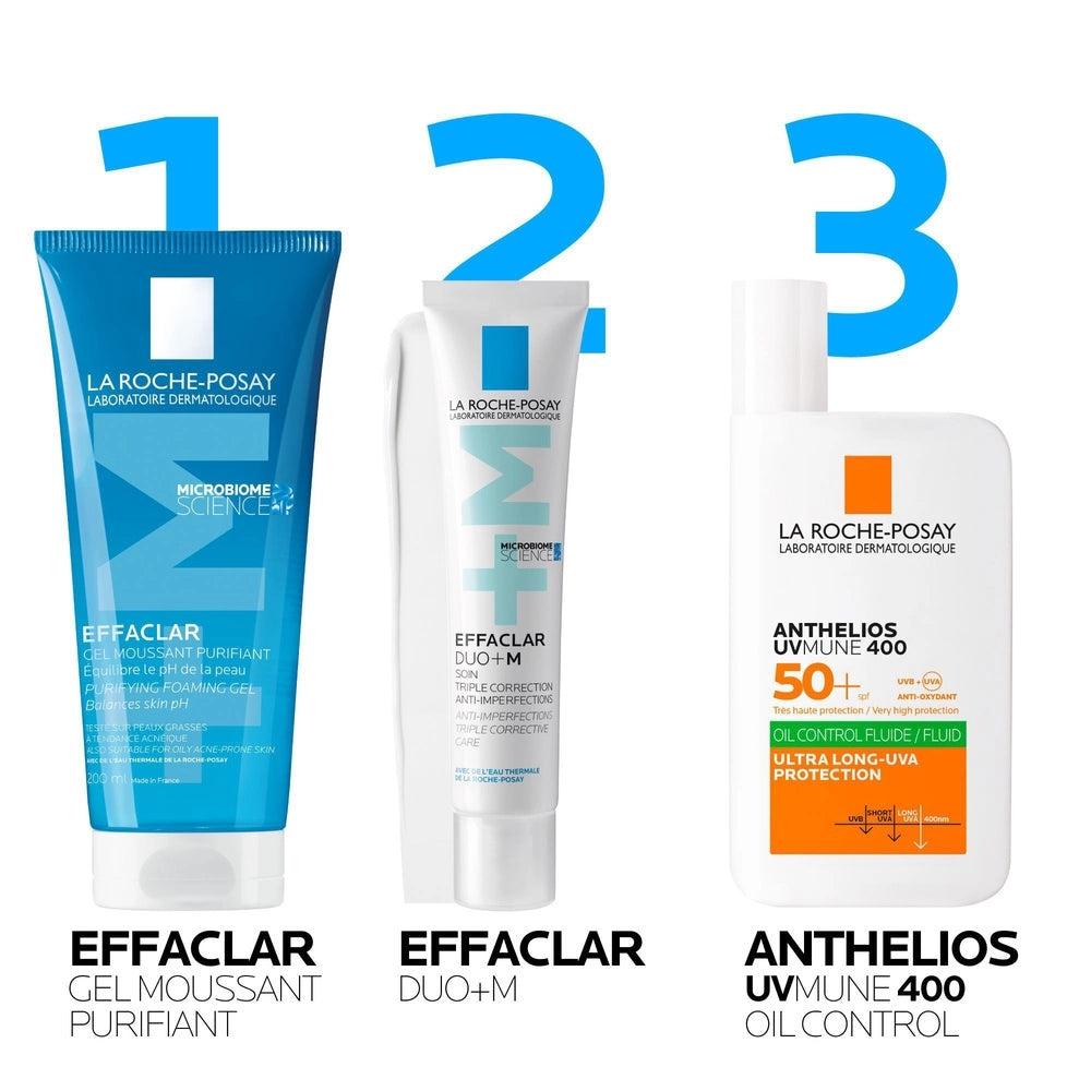 LA ROCHE-POSAY Effaclar Gel Moussant purifying facial cleanser in a 200ml bottle with 100ml offer, designed for deep cleansing.