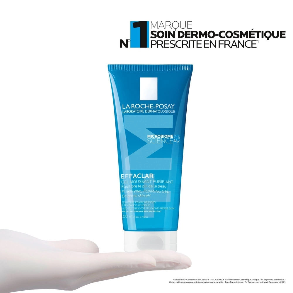 LA ROCHE-POSAY Effaclar Gel Moussant purifiant facial cleanser in 200 ml bottle with 100 ml bonus, from Celvess Cosmetic.