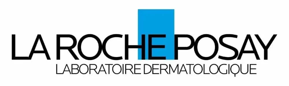 Logo La Roche-Posay laboratoire dermatologique avec carré bleu distinctif