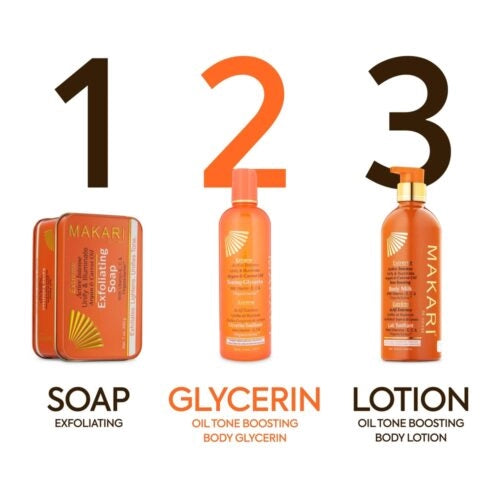 Makari Extreme Argan and Carrot Oil body lotion with glycerine, 500ml, nourishing skincare by Celvess Cosmetic.