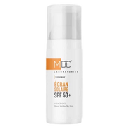 Celvess Cosmetic MDC Synergy SPF50+ dry skin sun protection screen in 50ml tube with pump applicator.