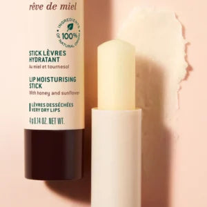 Nuxe Rêve De Miel hydrating lip balm stick in 4g with natural honey and beeswax, designed to moisturize and soothe lips.