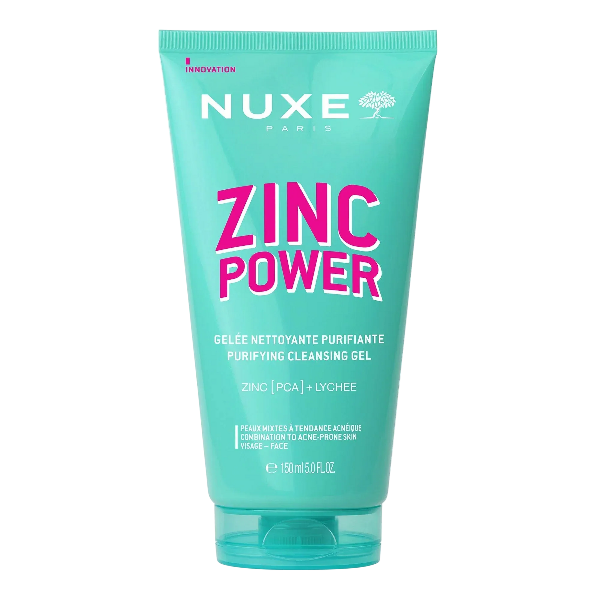 Nuxe Zinc Power Gel Nettoyant Purifiante facial cleanser for oily skin, 150ml, with refreshing gel texture and purifying ingredients.