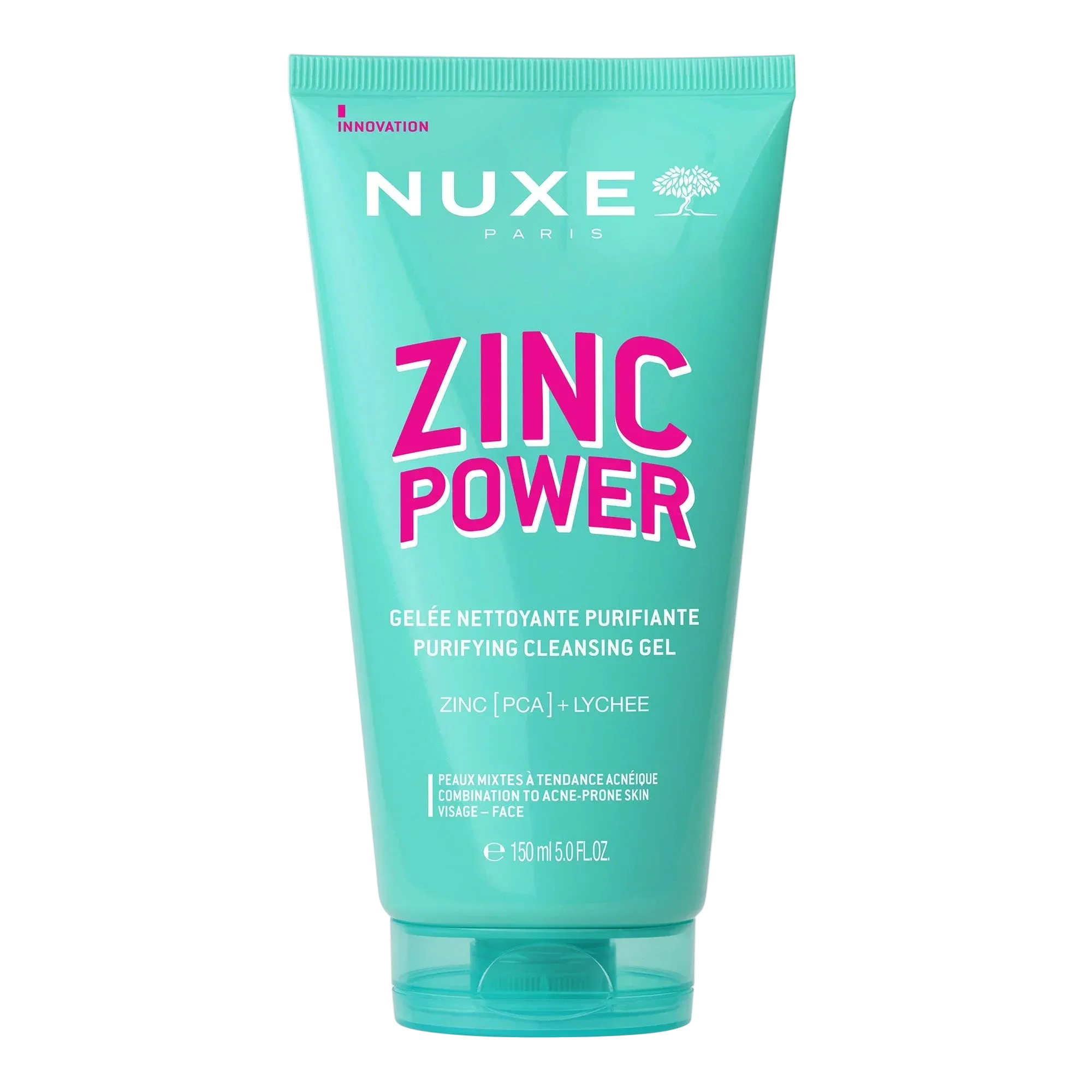 Nuxe Zinc Power Gel Nettoyant Purifiante facial cleanser for oily skin, 150ml, with refreshing gel texture and purifying ingredients.